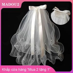 [COD] MADOU2 Cô Dâu Người Phụ Nữ Sáng Vải Tuyn Dài Bachelorette Đảng Wedding Veil Ribbon Cạnh Với Bowknot Cho Đám Cưới Đảng