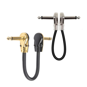 Set of 2pcs 11.8inch Long Guitar Patched Cable Instrument Bass Guitar Pedal Extension Wire Right Angle Connection Cable