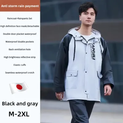 Waterproof raincoat for motorcycle rider for adult makapal rubberized heavy duty kapote for men plus size high quality rainstorm proof split raincoat breathable windproof double cuffs with hoodie rainsuit unisex