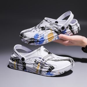 TRSOYE 2024 Summer Mens Beach Sandals Size 46 47 48 49 Outdoor Hole Shoes Outer Wear Sandals Korean Trend Big Size 39-49