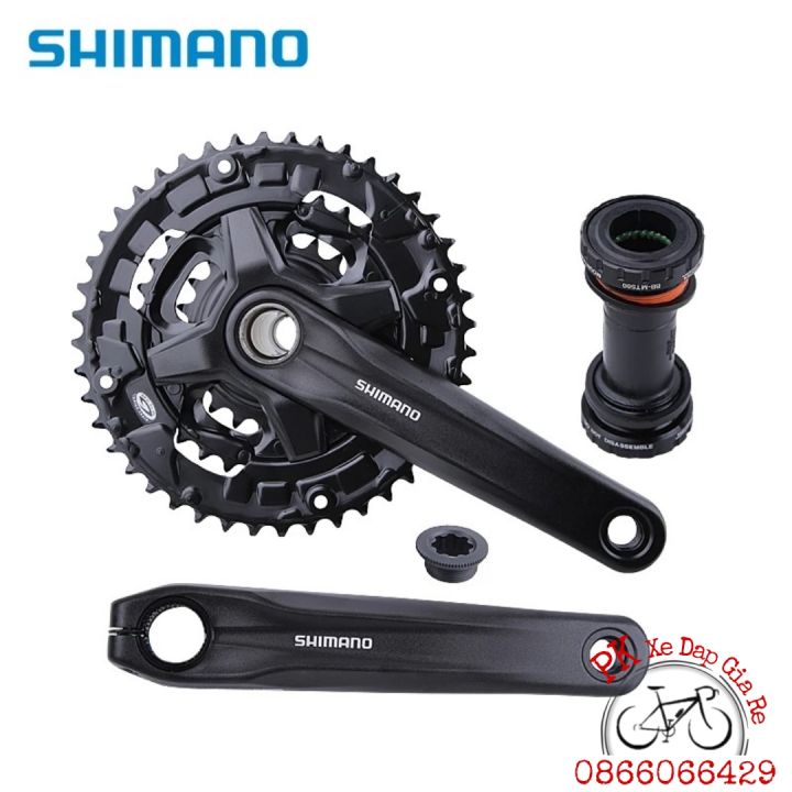 Bộ đùi đĩa SHIMANO FC-MT210 cốt rỗng kèm BB MT501, Giò đĩa Shimano 3 tầng - (22/30/40T) - (22/32/44T)