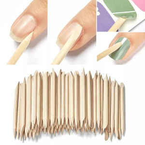 SH 100 pcs Stik Kayu Oranye Penghilang Kutikula Untuk Nail Art / Kutikula Kayu / Kutikula Lidi / stick kuku SH Q13