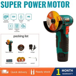 【IN STOCK】Hyreto Mini Cordless Angle Grinder Brushless Cordless Portable Polishing Mini Cut Off Machines 12V Metal Electric Rechargeable Tools Saw Blade Home DIY