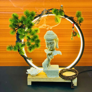 Thác Khói Trầm Hương Tiểu Cảnh Phật Chỉ Tay Vô Ngôn Kết Hợp Đài Sen Tịnh An.