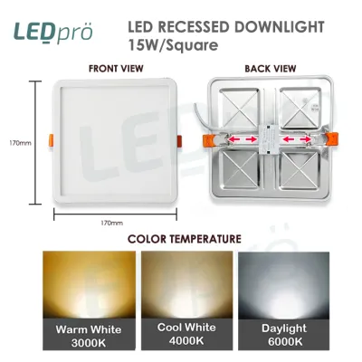 [Buy 3 Free 1] LED PRO LED LIGHT Recessed Light/LED Downlight Light LED Downlight Square/ Round Downlight Tri-Tone/3000k/4000k/6000k 6W/8W/15W/20W