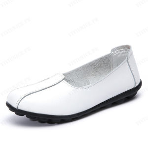 White beanie casual flat wedge heels spring leather shoes