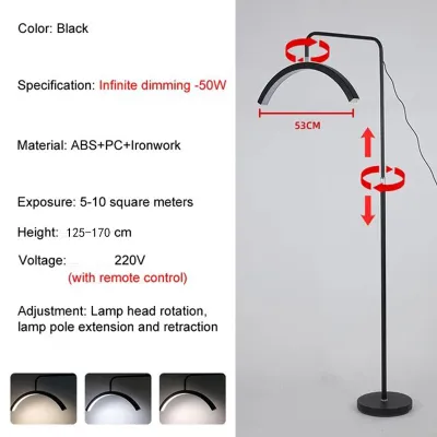 SOLO Arc Photography Floor Lamp LED Half-Moon Shaped Light Beauty Salon Floor Lights Nail Salon Working Standing Lamp