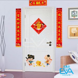 [HCM]Decal Dán Tường Dán Kính Trang Trí Tết Họa Tiết Câu Liễn Và Đôi Bé Đón Tết AY9209 M3148