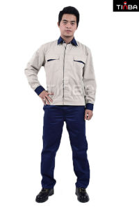 Bộ quần áo bảo hộ kỹ sư màu ghi phối xanh thương hiệu TINBA 03