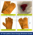 Hercules Full Leather Gloves Orange (Premium Grade) 13" by Leeden Online Store. 