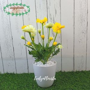 Tanaman Hias Bunga Daisy Artificial Vas Melamine Pajangan Rumah Dekorasi Ruang Tamu Aesthetic