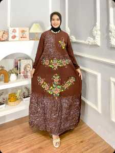Gamis Lukis motif abstrak rayon santung