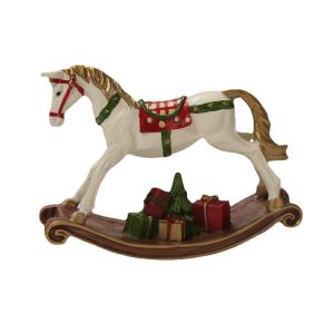 MMLUCK Handmade Christmas Rocking Horse Cartoon Painting Horse Figurine Creative Cute Resin Horse Statue Room