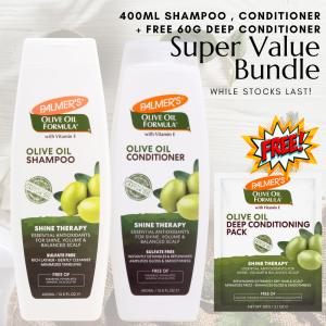 Palmers Olive Oil Shine Therapy Shampoo and Conditioner Bundle + FREE Conditioning Hair Mask 60g