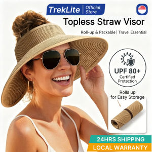 [SG] Straw Sun Hat Foldable Wide Brim UPF 80+ Sun Protection Ponytail Opening Lightweight Travel Design