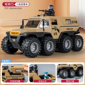 Alloy SWAT armored car 1:32 simulation sound and light eight-wheel pull-back public security police car boy car model