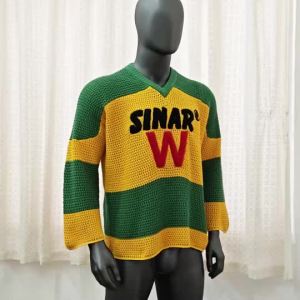Custom  Mens Sweater Winter Embroidered Patches Jumper Casual Pullover Knitwear Knitted Jersey Crochet Hockey Sweater Men