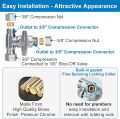 Brass Angle Stop Add-A-Tee Valve for TOTO Washlet Bidet and Handheld Sprayer, 3/8 Inch Compression Shut Off 3 Way Diverter Connector, 3/8"x3/8"x3/8" or 1/2" Toilet T Adapter. 
