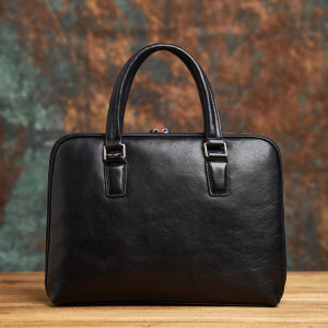 Men Briefcase Vintage Shoulder Bag Handmade Messenger Bag for 14" Laptop NASVA
