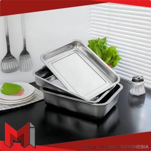 MallMainan-C1217 Nampan Persegi Bahan Stainless Steel Premium Wadah Makanan / Baki Tray Nampan
