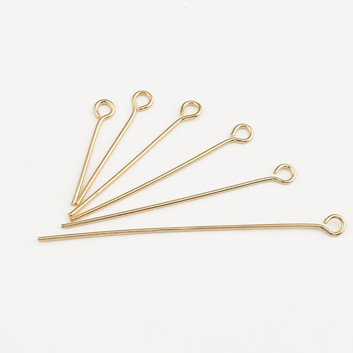 50pcs/lot 20/25/30/40/50mm 18k Gold Plated Copper Eye Head Pins Eye Pins  Headpins For Jewelry Making Accessories DIY Supplies