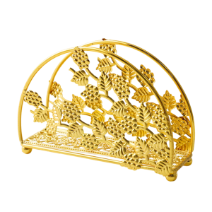 ZENGD ดอกไม้และใบไม้ ที่ใส่ผ้าเช็ดปากโลหะ ดีไซน์แบบกลวง หรูหราทอง เครื่องจ่ายผ้าเช็ดปากแนวตั้ง ใช้งานได้จริง ไม่ลื่นหลุด ที่จัดระเบียบกระดาษตั้งโต๊ะ ของตกแต่งบ้าน