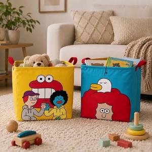 Kids Cartoon Cubic Laundry Basket Toy Storage Bag Laundry Cloth Storage Dirty Cloth Organizer Bin for Sundries