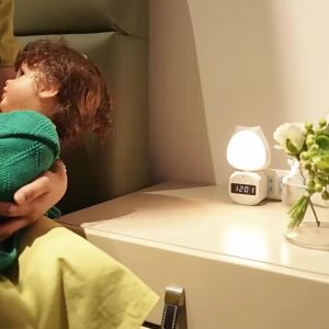 Mini LED Digital Table Clock Cute Child Multifunctional 3Color Night Light Stepless Dimming Bedroom Bedside Lamp For Home Living