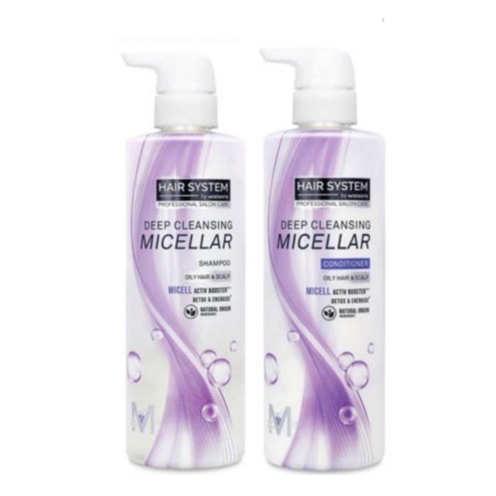 HAIR SYSTEM by Watsons Hair System Deep Cleansing Miscellar Botanical Shampoo & Conditioner for oily scalp 500ml Watson
