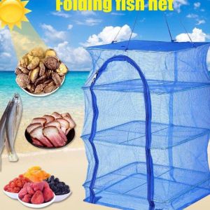 Lồng lưới 4 tầng xếp gọn phơi thịt cá củ quả thực phẩm - bảo vệ khỏi côn trùng và thú nuôi an toàn hiệu quả