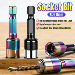 Onisa 8mm Hex Socket Nut Driver Socket Adapter No-Magnetic Steel Ball Sleeve Metal Hexagonal Socket 1Pc