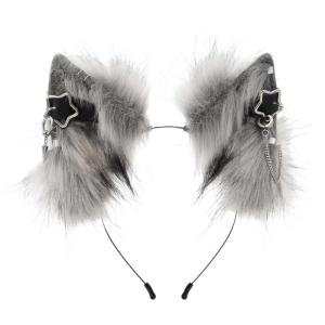 Black and White Furry Cats Ear Headbands for Cosplay and Themed Parties Headpiece for Photo Studio Photo Props