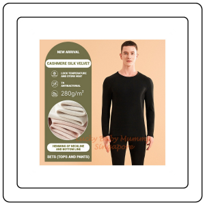 【JJ HOME】Cashmere Silk Winter Wear Set/Thermal Top and Long Pants/Winter Base Layer Shirt/Womens and MensSet