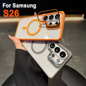 Flip UP Lens Bracket Protection Case For Samsung Galaxy S26 Ultra Transparent Magnetic Shockproof Cover