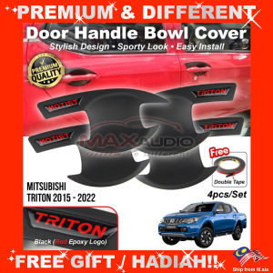 Car Door Handle Protector MITSUBISHI TRITON 2015-2022 Matte Black Carbon Red Logo Bowl Cover Trim