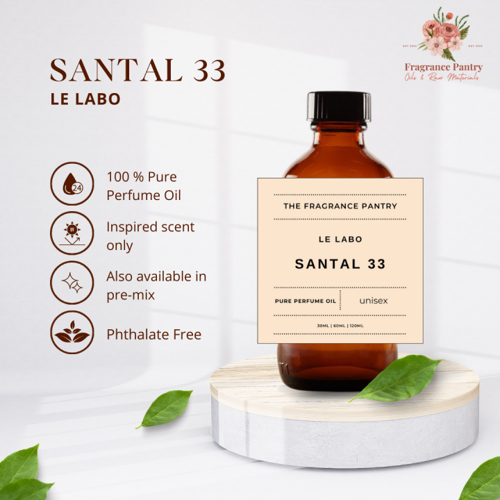 Santal 33 Inspired Pure Fragrance Oil (For candles, body products