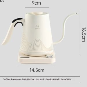 MUVNA Yaoying Electric Pour Over Coffee Kettle Temperature Control Gooseneck Spout Wave Pattern For Home Cafe Coffee Brewing