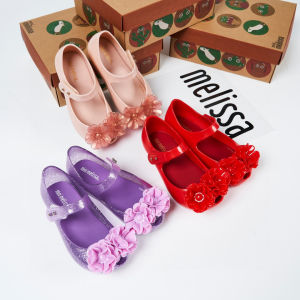 2024 melisa Jelly Shoes for Kids Melisa Flower Fish Mouth Sandals Camellia Princess Shoes for Girls Summer Shoes