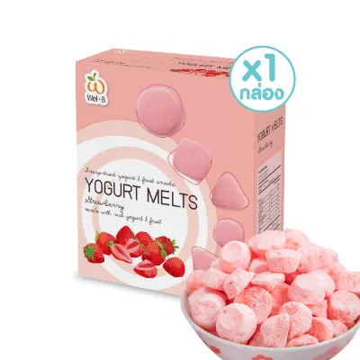 Wel-B Freeze-dried Yogurt Strawberry 25g. (โยเกิร์ตกรอบ รสสตรอเบอรี่ 25 กรัม) - ขนมเด็ก ฟรีซดราย โยเกิร์ตฟรีตดราย โยเกิร์ตกรอบ โยเกิร์ตเด็ก