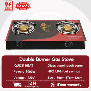 Tixx Gas Stove Non-stick Gas Stove | Easy to Clean 4.2KW Ultra Firepower Double Burner Punch-Free Glass Panel