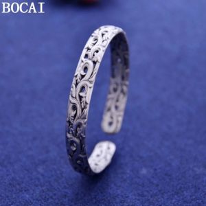 BOCAI S925 Sterling Silver Bracelets for Men Women Hollow Eternal Rattan Pattern Bangle New Fashion Punk Jewelry Wholesale