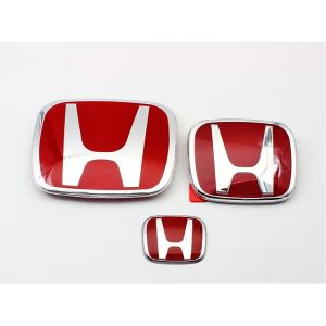 3pcs Honda LOGO ( Front & Rear +STEERING ) Type-R Badge/Emblem Red