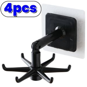 4pcs 6 Claw Hook Multi-Functional 360° Rotating Folding Free-Punch Hanger Kitchen Display Stand