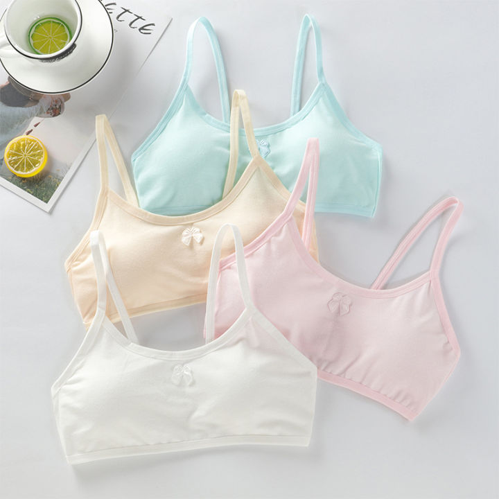 5 pcs Teenage Underwear For Girl Children Girls Cutton Lace Wireless Young Training  Bra For Kids And Teens Puberty Clothing