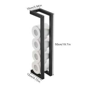 BEBA Wall Mounted Bathroom Wall Towel Rack Strong Load-bearing Space Saving Toilet Paper Holder Set Modern Black Bath Towel Holder Rolled Towels