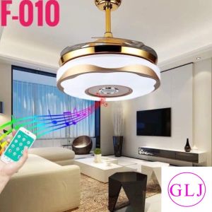 Quạt trần giấu cánh + có đèn trang trí + Có loa loa bluetooth  trên quạt + Tặng điều khiển từ xa