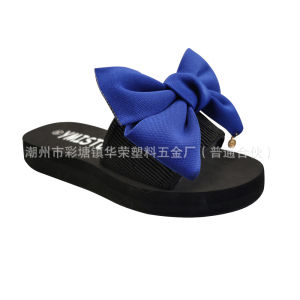 Free Shipping 3CM6CM Indoor And Outdoor Slippers New Summer Style One-Strap Design Wedge Heel Thick Sole High Heel With A Bow And Non-Slip