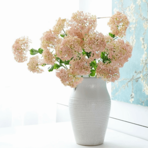 LIVELYN Plastic Material Artificial Hydrangea Flowers Tabletop Size Artificial Bloom Fake Hydrangea Flowers Versatile Lifelike Petals Plastic Hydrangea Bouquet Home Table Decor