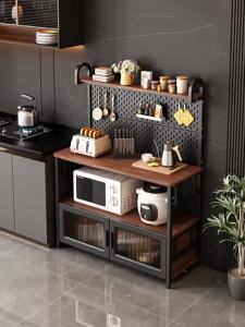 UrbanSpace SG- Storage Rack With Door Storage Cabinet Workbench Hole Board Storage Rack Floor Multi-layer Small Table Cupboard Home