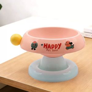 YADOU Happy Pet Bowl Elevated Feeding Dish with Anti-Tip Base and Fun Cartoon Design for Cats and Dogs